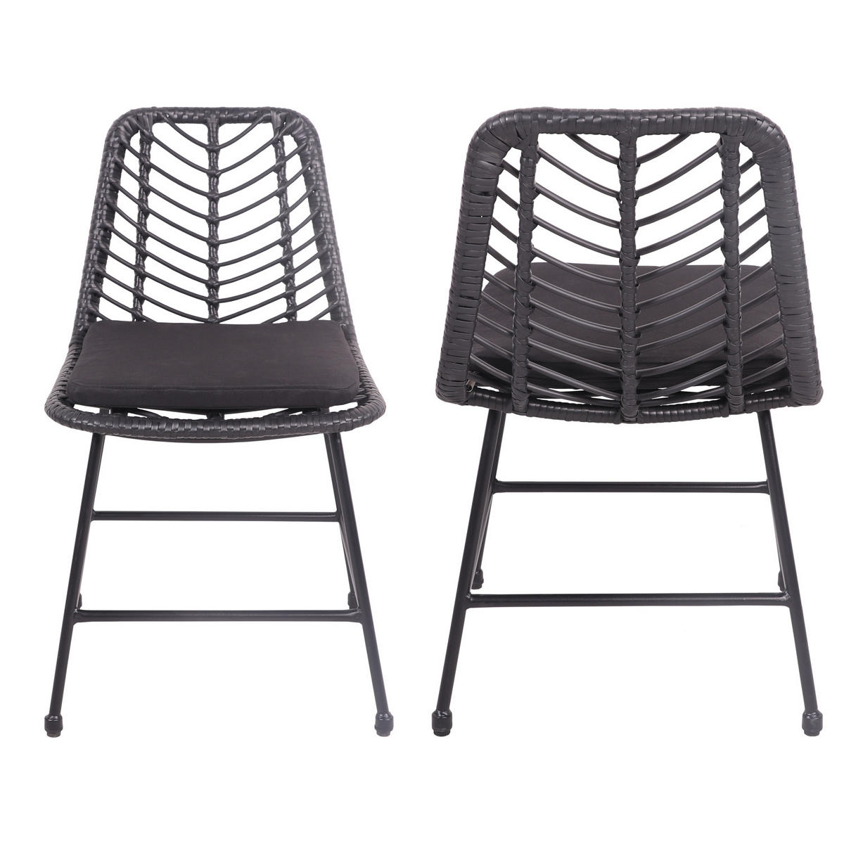 STÜHLE Oka Schwarz 2er-Set - Schwarz, Kunststoff (45.5/77.5/62cm) - Happy Garden