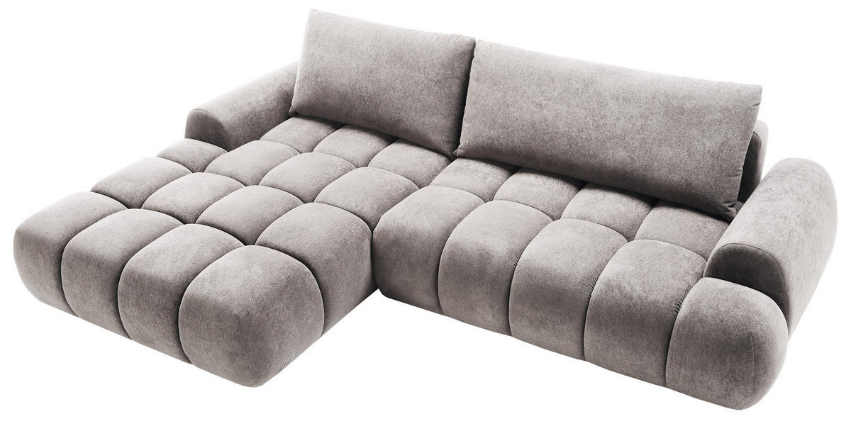 ECKSOFA 280 cm Valerio mit Bettkasten, 280 cm, Links, Schlaffunktion, Hellgrau - Hellgrau, Holz (280/177cm) - Emporius