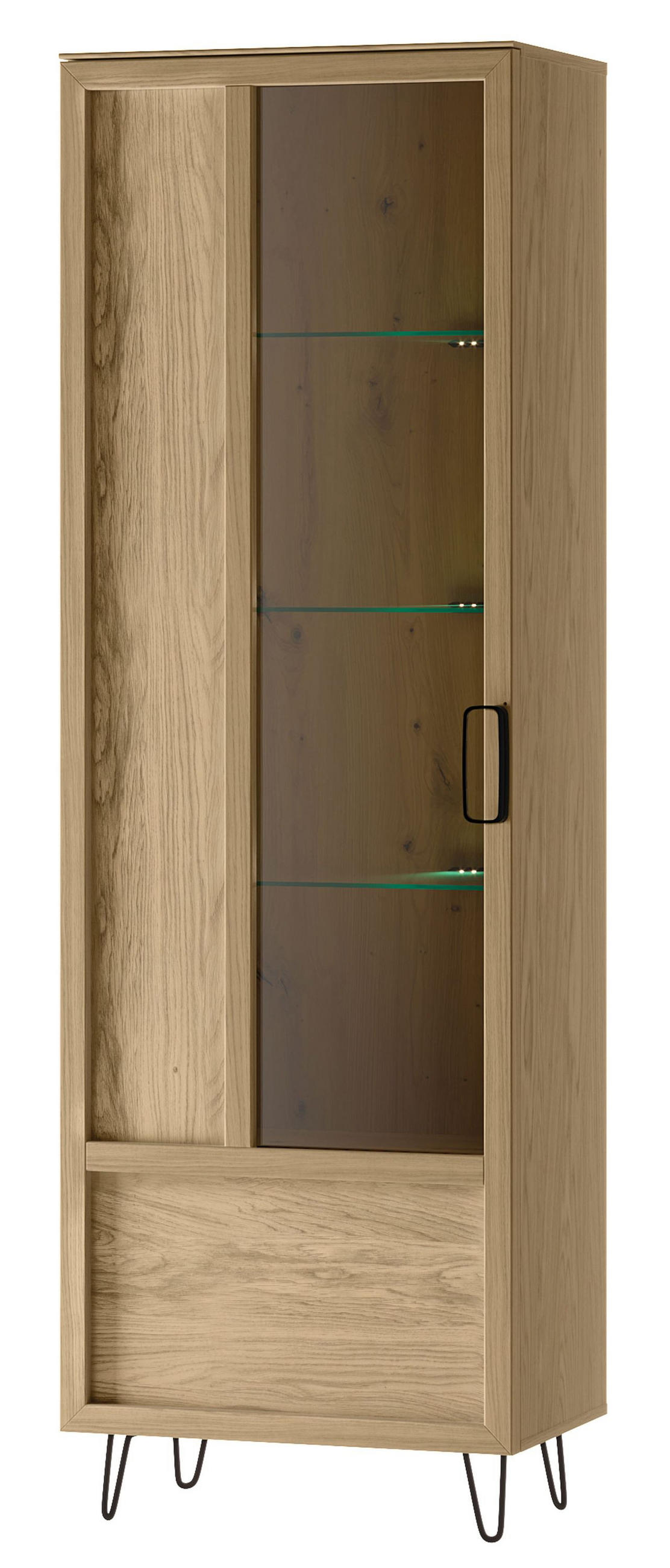 STANDVITRINE Limbo Eiche Artisan 65 / 42 / 200cm - Eiche Artisan/Braun, Holz/Metall (65/200/42cm) - Feldmann-Wohnen