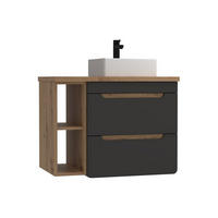 EINZELWASCHTISCH - 80cm x 46cm - Holzspan - anthrazitgrau, naturfarben hell - ARUBA - Anthrazit, Holz (80/59/46cm) - Vente-Unique