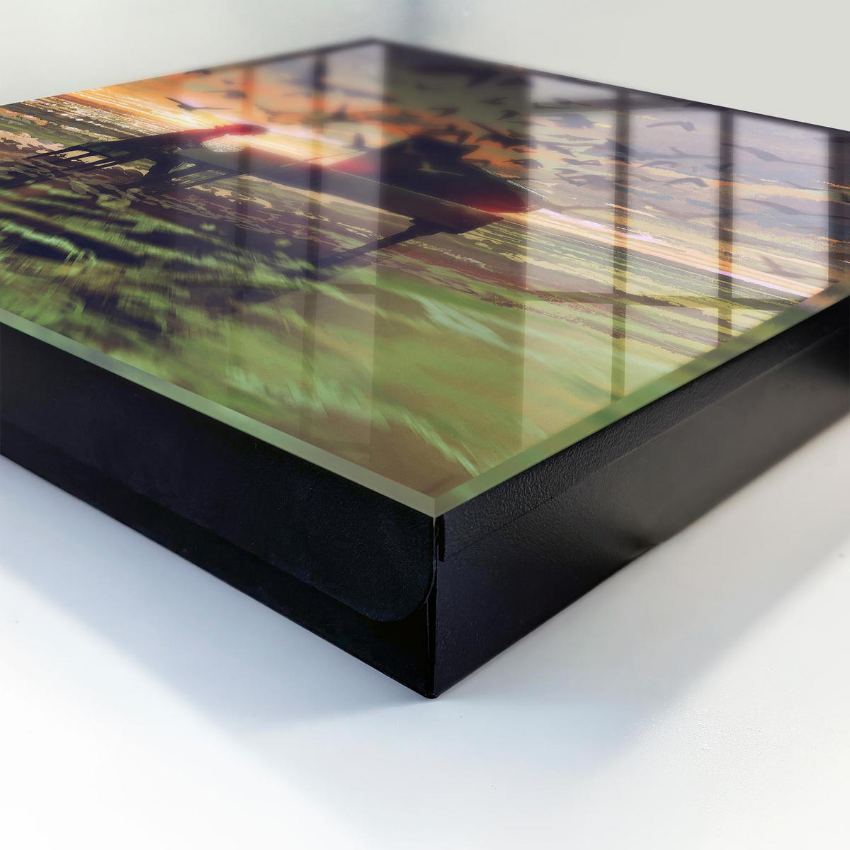 SCHLÜSSELBOX Schwarz 30x30 cm- Türöffnung nach rechts - Harmonie der Natur - Orange, Metall (30/30/5cm) - TULUP