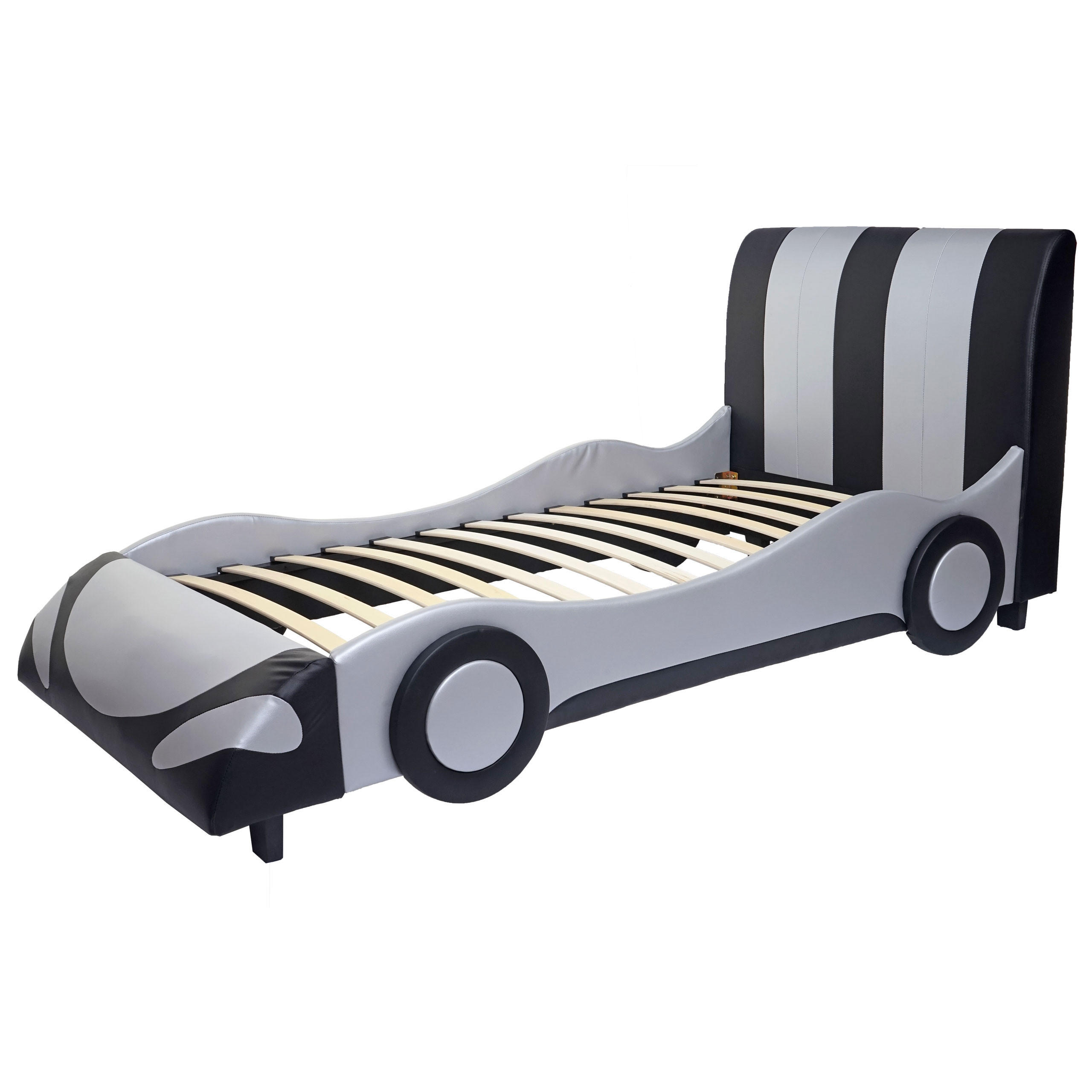 BETT AUTO Schwarz, Silber - Silberfarben/Schwarz, Holz (114/103/237cm) - MCW