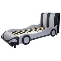 BETT AUTO Schwarz, Silber - Silberfarben/Schwarz, Holz (114/103/237cm) - MCW