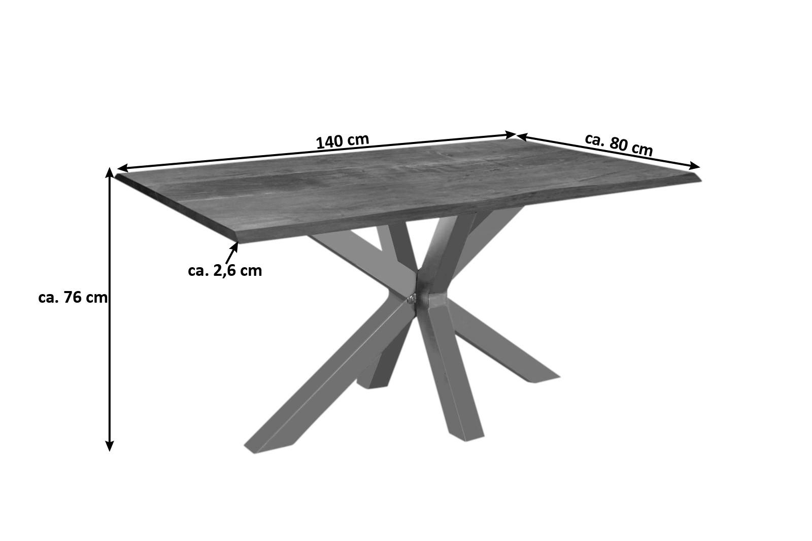 ESSTISCH SPYRO - Silberfarben/Braun, Holz/Metall (80/140/76cm) - SAM