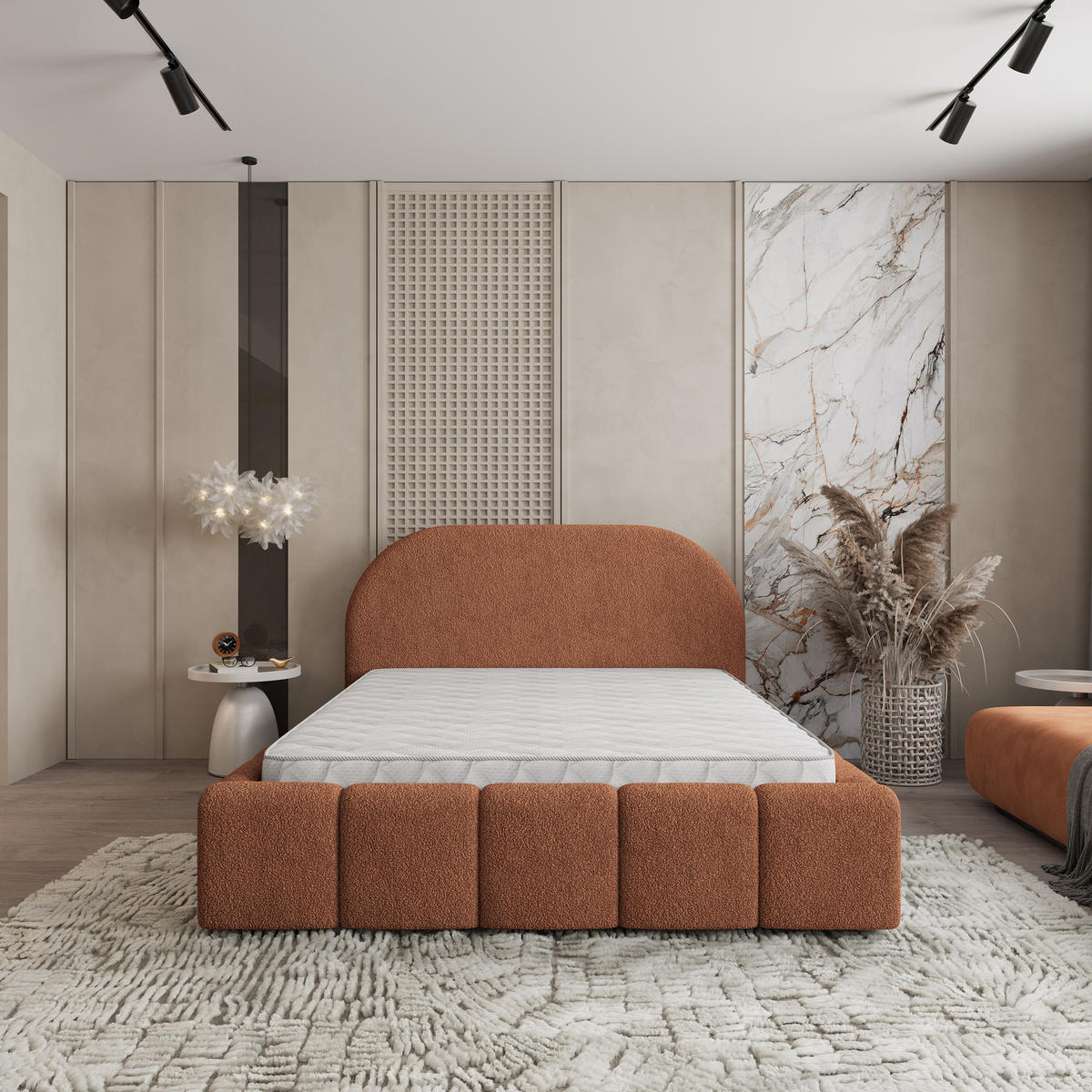 POLSTERBETT FLUSSO 180x200 cm mit Bettkästen - Kupferfarben - Kupferfarben, Holz (180/200cm) - MASSENO