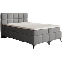 BOXBETT Solido mit Bettkasten 140x200 cm grau - Schwarz/Grau, Textil/Metall (140/200cm) - Beautysofa