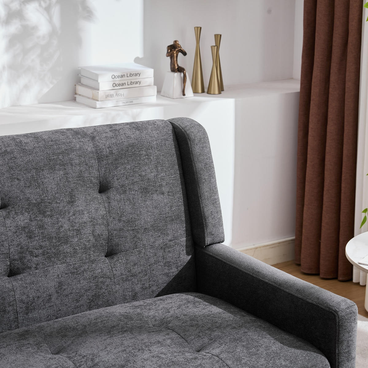 2-SITZER SOFA Leinen Dunkelgrau - Dunkelgrau, Holz/Holzwerkstoff (119/88/75cm) - WISHDOR