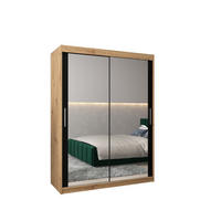 SCHWEBETÜRENSCHRANK 200/150/62 2-türig - Silberfarben/Schwarz, Holz/Kunststoff (150/200/62cm) - Abiks Möbel