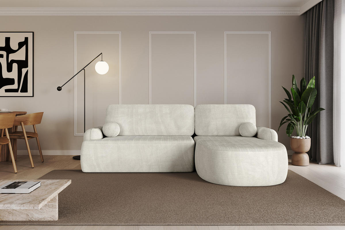 WOHNLANDSCHAFT mit Schlaffunktion und Bettkasten LIRA-L - 264x172x89 Hellgrau - Hellgrau, Holzwerkstoff/Textil (172/264cm) - ALTDECOR