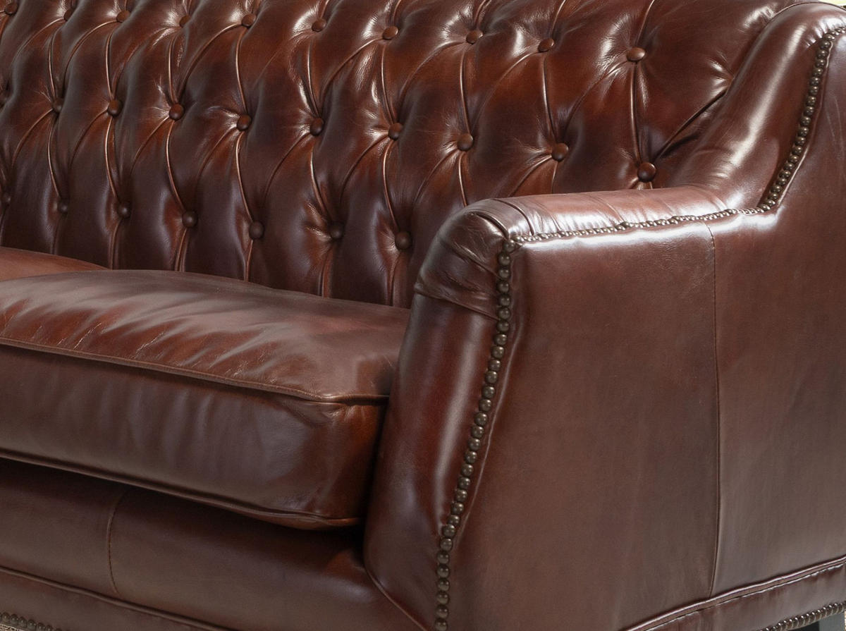 CHESTERFIELD-SOFA 2-Sitzer Chester-Sofa aus cognacbraunem Leder 135/81/80 cm - Cognac/Nussbaumfarben, Leder/Holz (135/80/81cm) - ANGEL CERDA