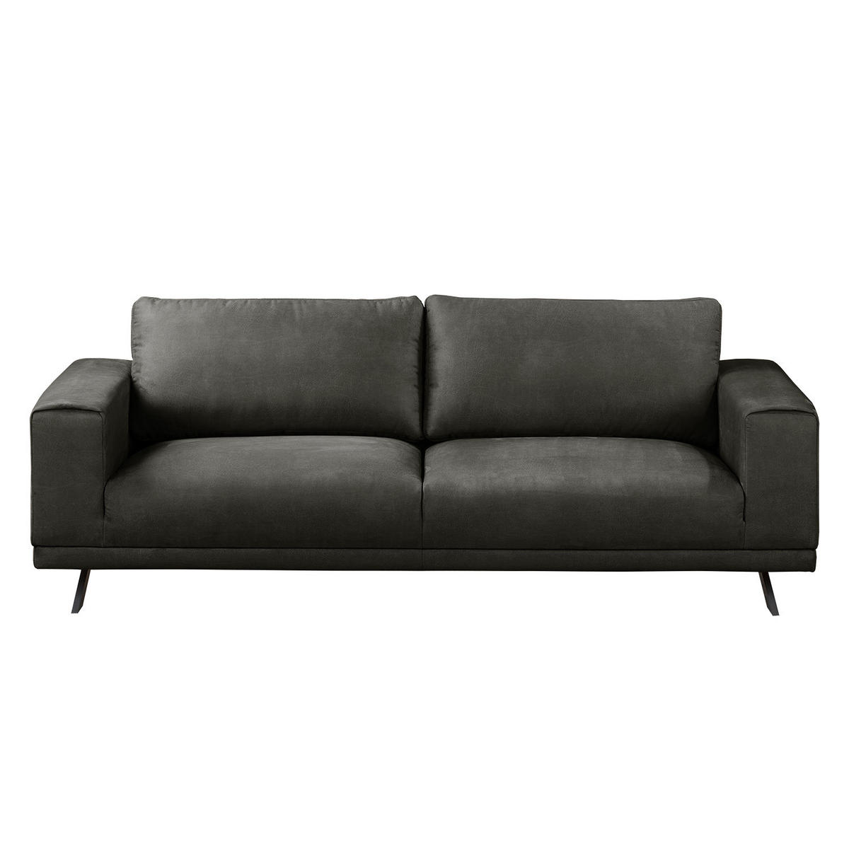 2,5-SITZER SOFA - Antiklederlook - Dunkelgrau, Textil (216/81/89cm) - home24