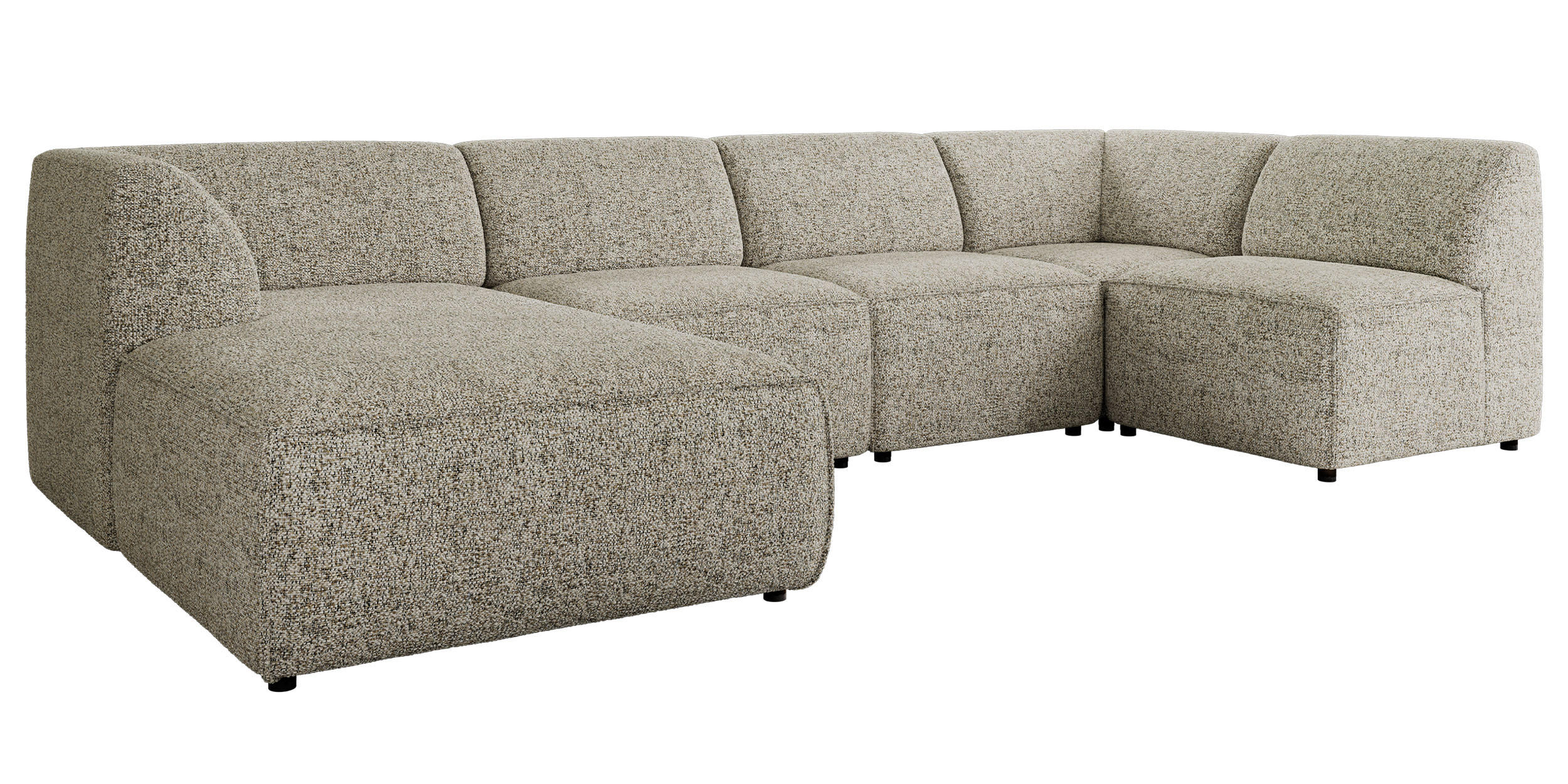 WOHNLANDSCHAFT MODARO U 5M - Beige Struktur - Links - Beige/Schwarz, Textil (180/78/345cm) - MKS