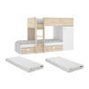 ECK-HOCHBETT modulierbar - 2 x 90 x 190 cm - mit Stauraum - Holzfarben & Weiß + Matratze - RICARDO - Naturfarben/Weiß, Holz (111/255cm) - Vente-Unique