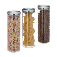 3xVORRATSGLAS - Transparent, Glas/Kunststoff (9.5/28/9.5cm) - Relaxdays