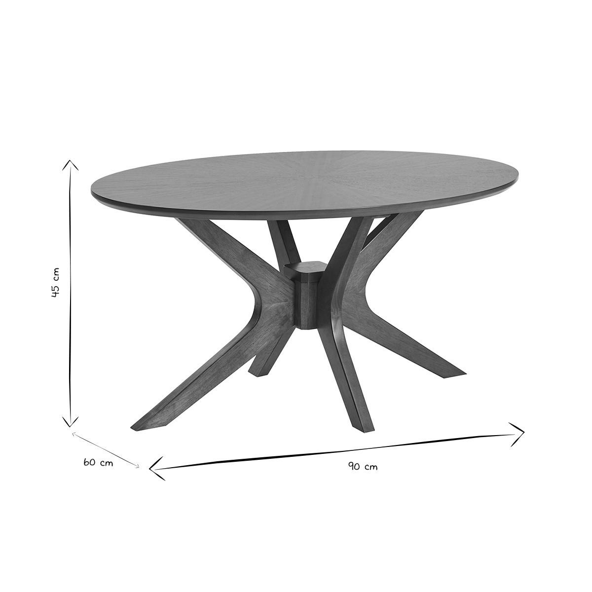COUCHTISCH Oval Walnuss Dunkel L90 DIELLI - Walnussfarben, Holz (90/60/45cm) - Miliboo