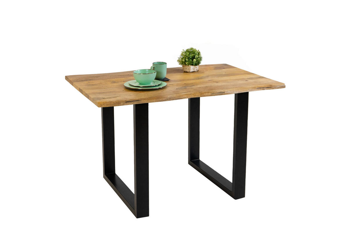 ESSTISCH DORA - Beige/Schwarz, Holz/Metall (80/120/77cm) - SAM