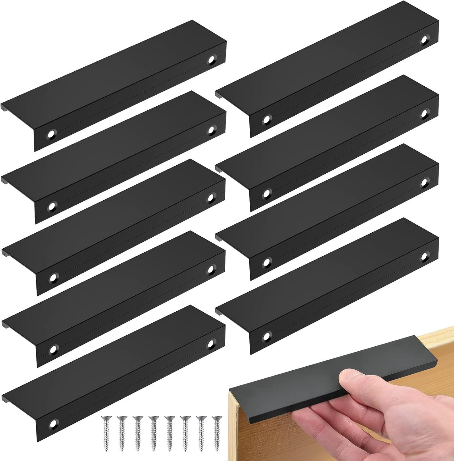 MÖBELGRIFF Schwarz 10er-Set 128 mm Aluminium - Schwarz, Metall (3.29/1.7/150cm)