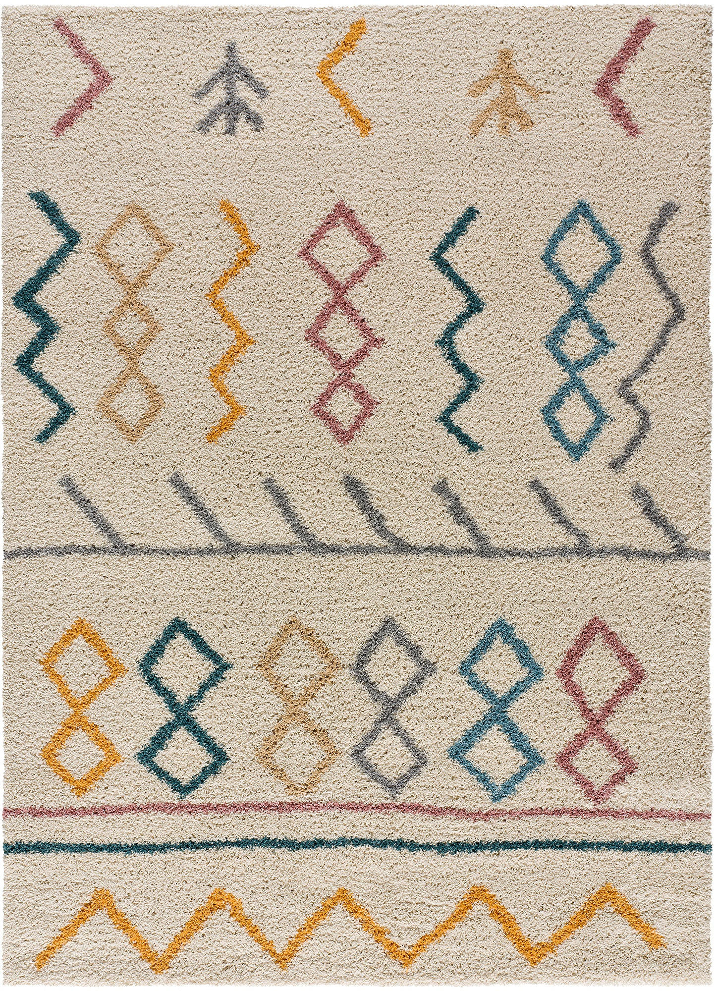 Atticgo Hochflorteppich Mehrfarbig, Weiß 133x190 cm
