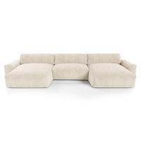 WOHNLANDSCHAFT Samt Creme 420cm - Creme, Textil (420/75/174cm) - Sia Home