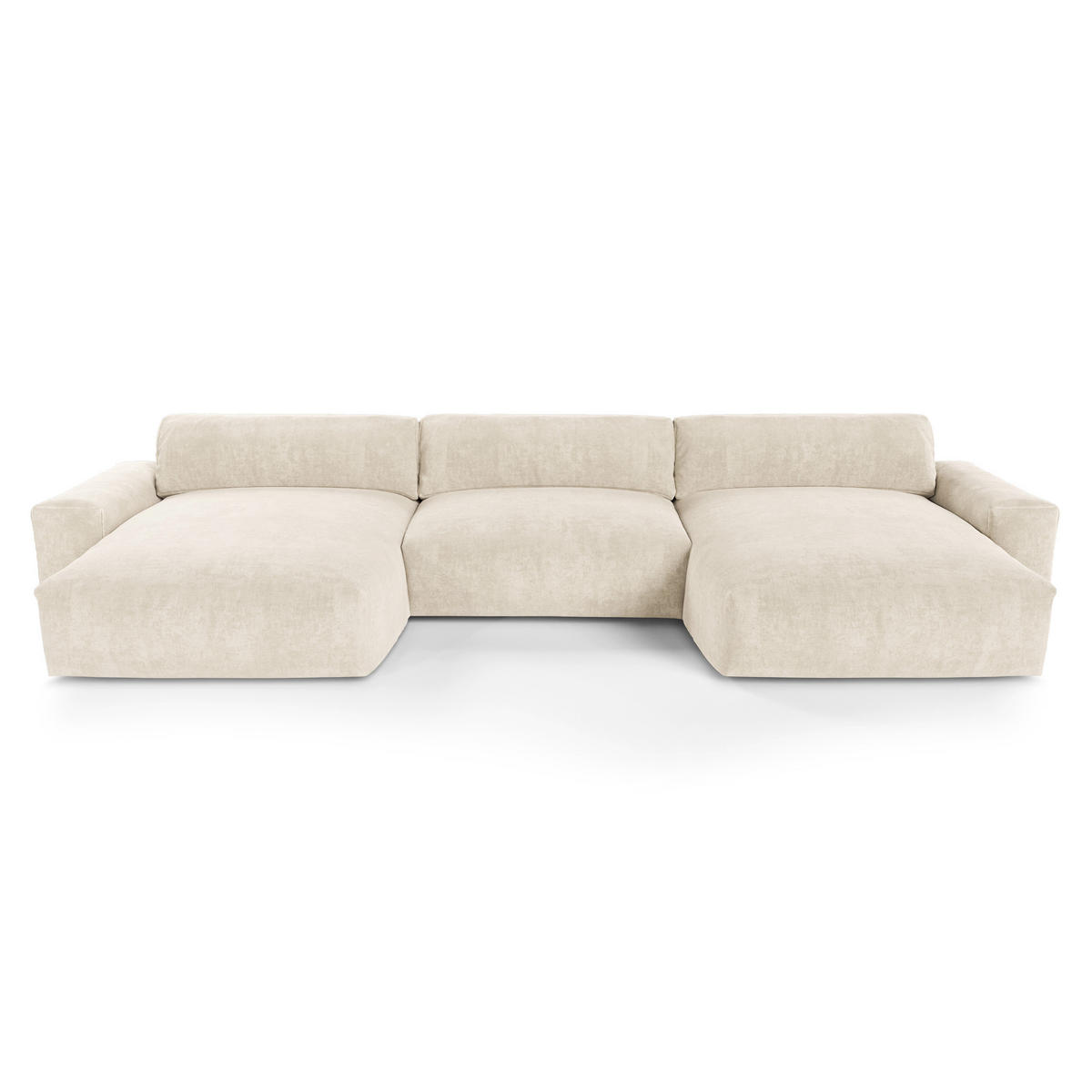 WOHNLANDSCHAFT Samt Creme 420cm - Creme, Textil (420/75/174cm) - Sia Home