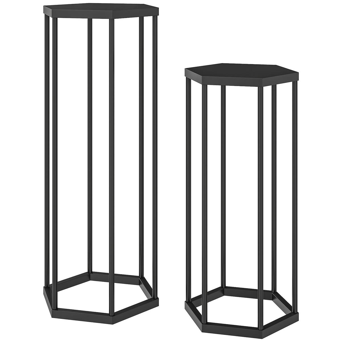 PFLANZSTÄNDER DE-05418 2er-Set, hexagonal Schwarz - Schwarz, Metall (31/27/75cm) - ComfortXL