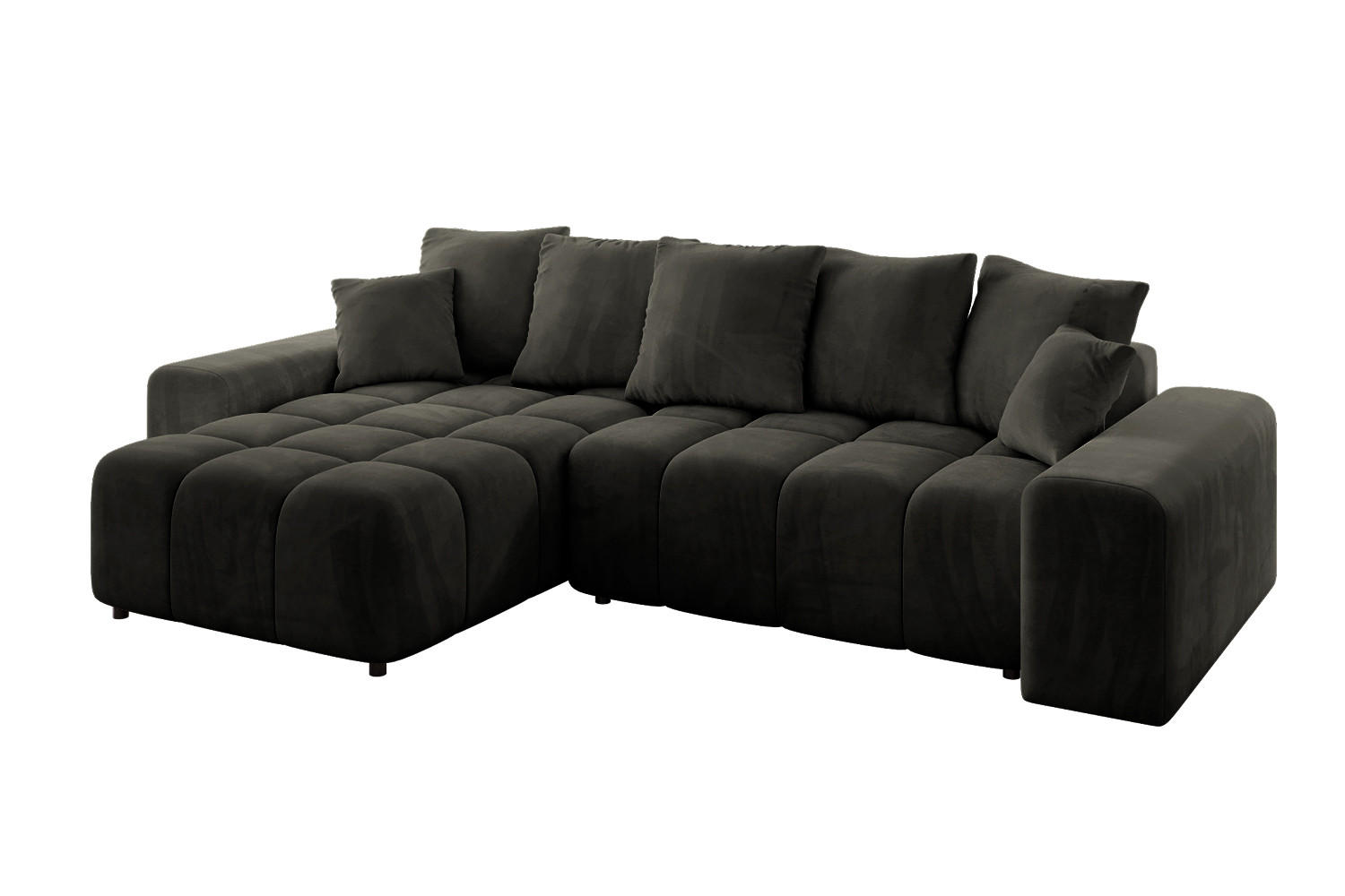 ECKSOFA Ottomane links/rechts ENIL-L 290x175x84 Schwarz Velours - Schwarz, Holzwerkstoff/Kunststoff (290/175cm) - ALTDECOR