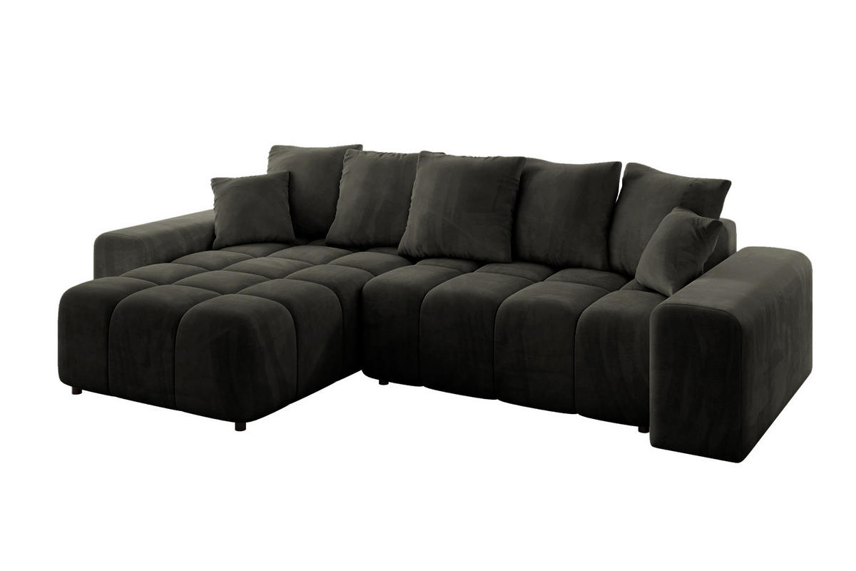 ECKSOFA Ottomane links/rechts ENIL-L 290x175x84 Schwarz Velours - Schwarz, Holzwerkstoff/Kunststoff (290/175cm) - ALTDECOR