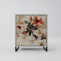 SIDEBOARD PETAL HARMONY, Grau, 57,5x42x67,5 cm, Schwarze Metall-Rahmenfüße - Multicolor/Schwarz, Holzwerkstoff/Metall (57.5/67.5/42cm) - SpaceRebels