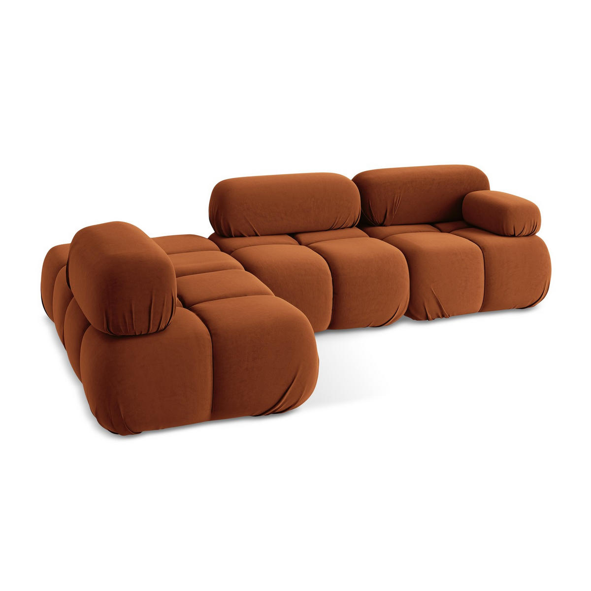 ECKSOFA Links Samt Stoff Orange - Beige/Terracotta, Kunststoff/Textil (190/285cm) - LaMiaSofa
