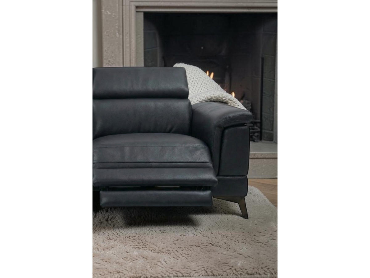 2-SITZER Sofa Planet Echtleder mit 2 x Relaxfunktion Schwarz - Schwarz, Leder/Metall (172/80/110cm)