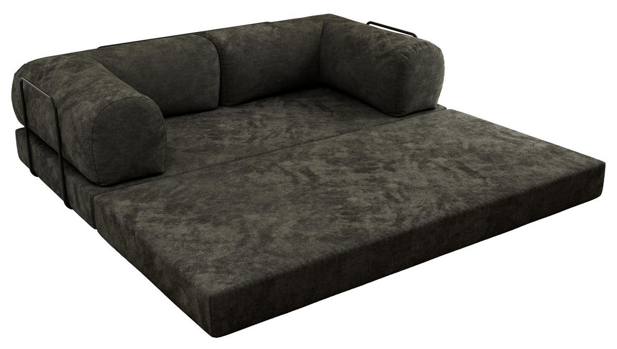 TROJMIESTNA POHOVKA ORSETTO - Tmavosivá Hladká ženilka - čierna/tmavosivá, kov/textil (200/70/100cm) - MKS