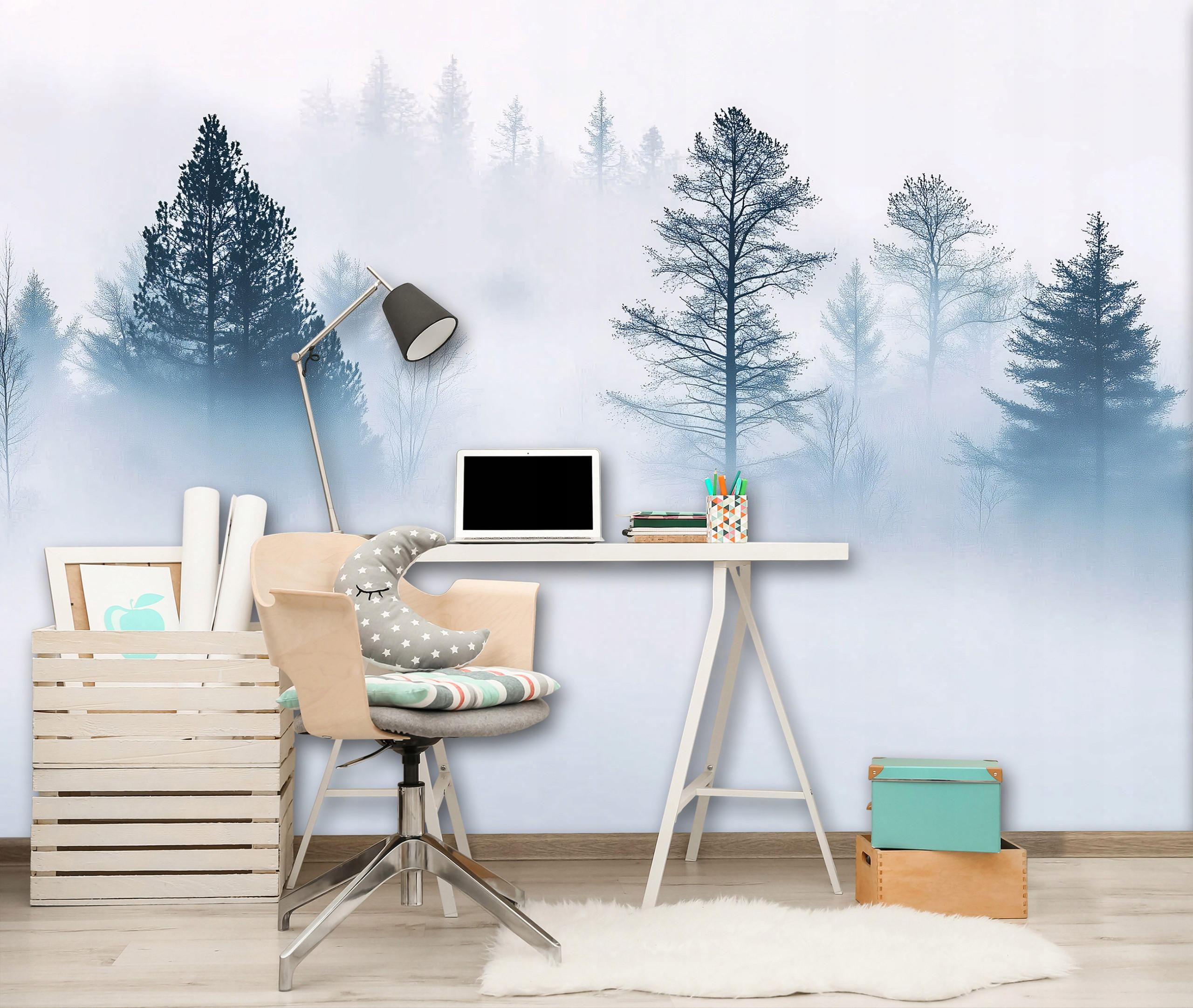 FOTOTAPETE Wald Nebel Natur Vlies Tapete Wohnzimmer 400x280 - Multicolor, Papier (400/280cm) - Wallarena