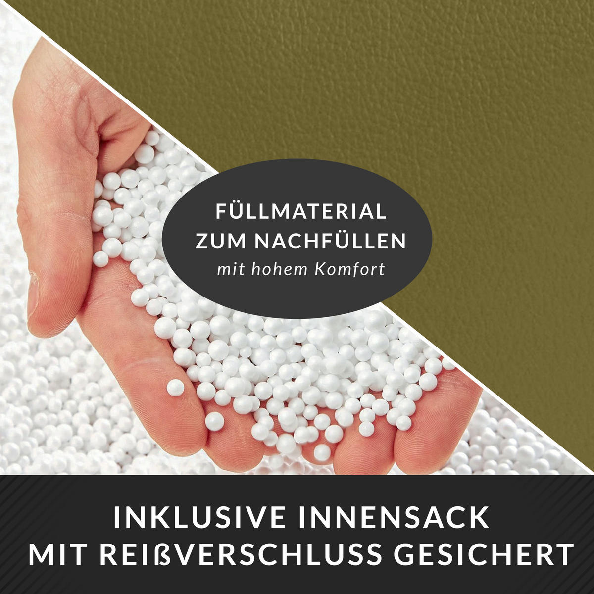 INDOOR HOCKER Stay rund Kunstleder - Grün, Textil (43/30/30cm) - Green Bean