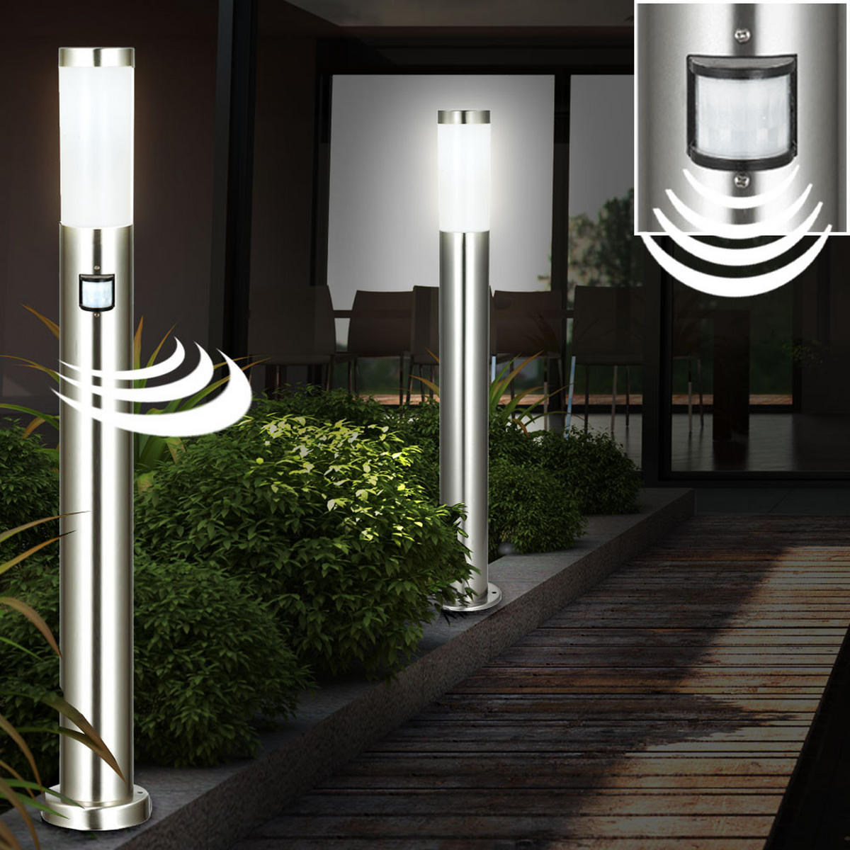 STEHLEUCHTE Silber 2er Set - Silberfarben, Kunststoff (7.8/110/7.8cm) - Globo Lighting