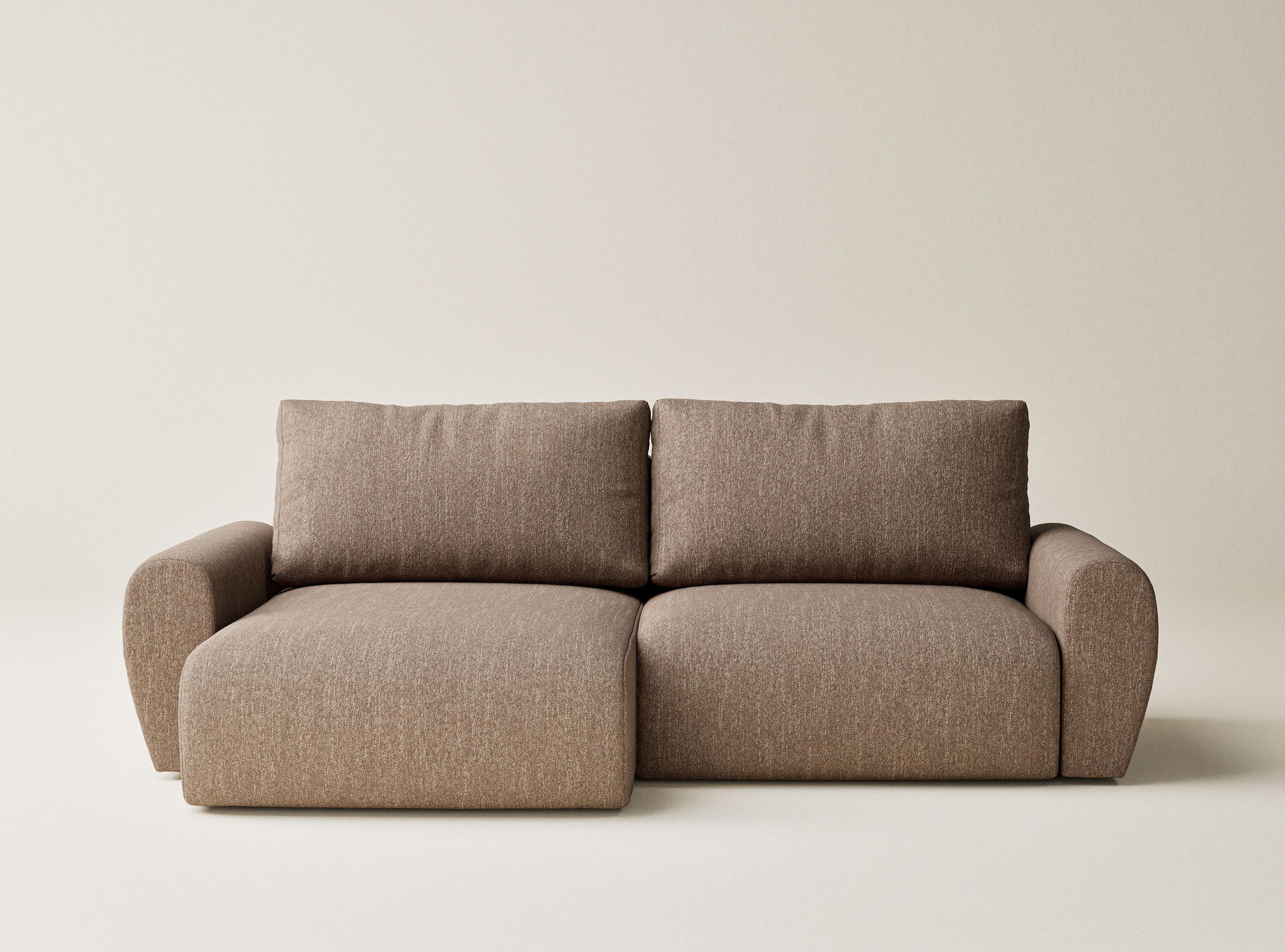 ECKSOFA MIT SCHLAFFUNKTION Numba Braun Webstoff - Schwarz/Braun, Holz/Holzwerkstoff (253/153cm) - Maison de Reve