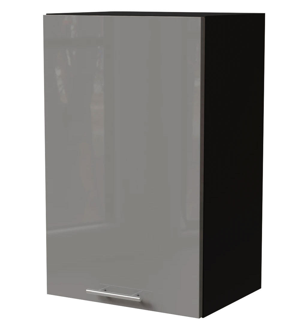 KÜCHENHÄNGESCHRANK Essen W2/45 Grau Hochglanz / Schwarz Matt 45 / 32,5 / 72cm - Schwarz/Grau, Holz/Holzwerkstoff (45/72/32.5cm) - Feldmann-Wohnen