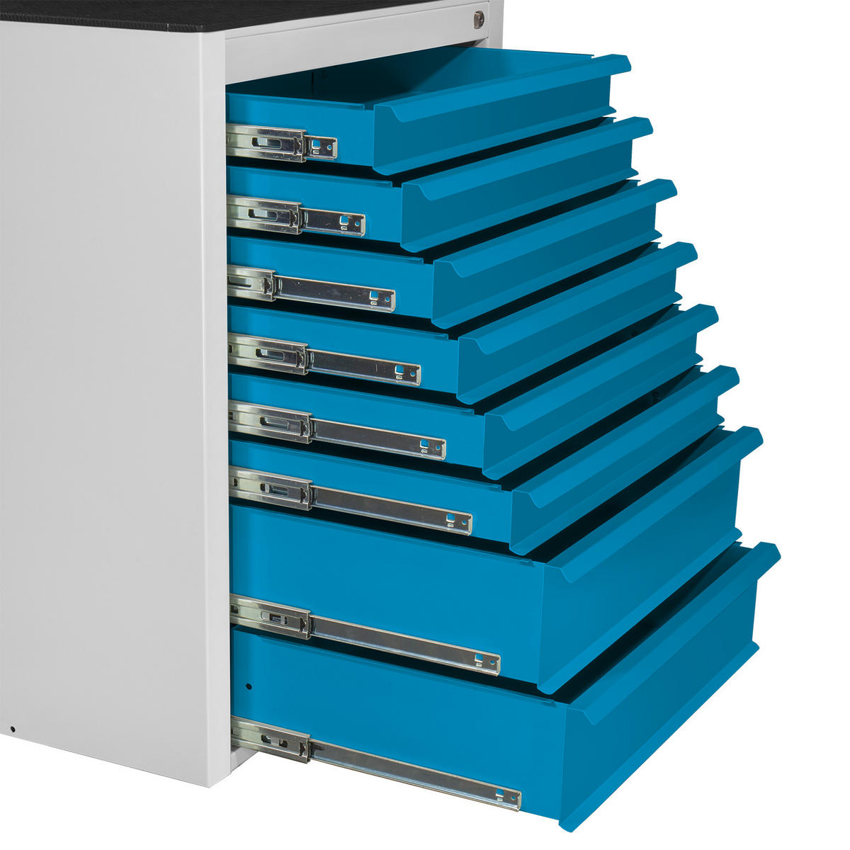 SCHUBLADENSCHRANK Kobra mit 8 Schubladen 90x71x55cm Lichtgrau/Blau - Blau/Grau, Metall (71/90/55cm) - PROREGAL