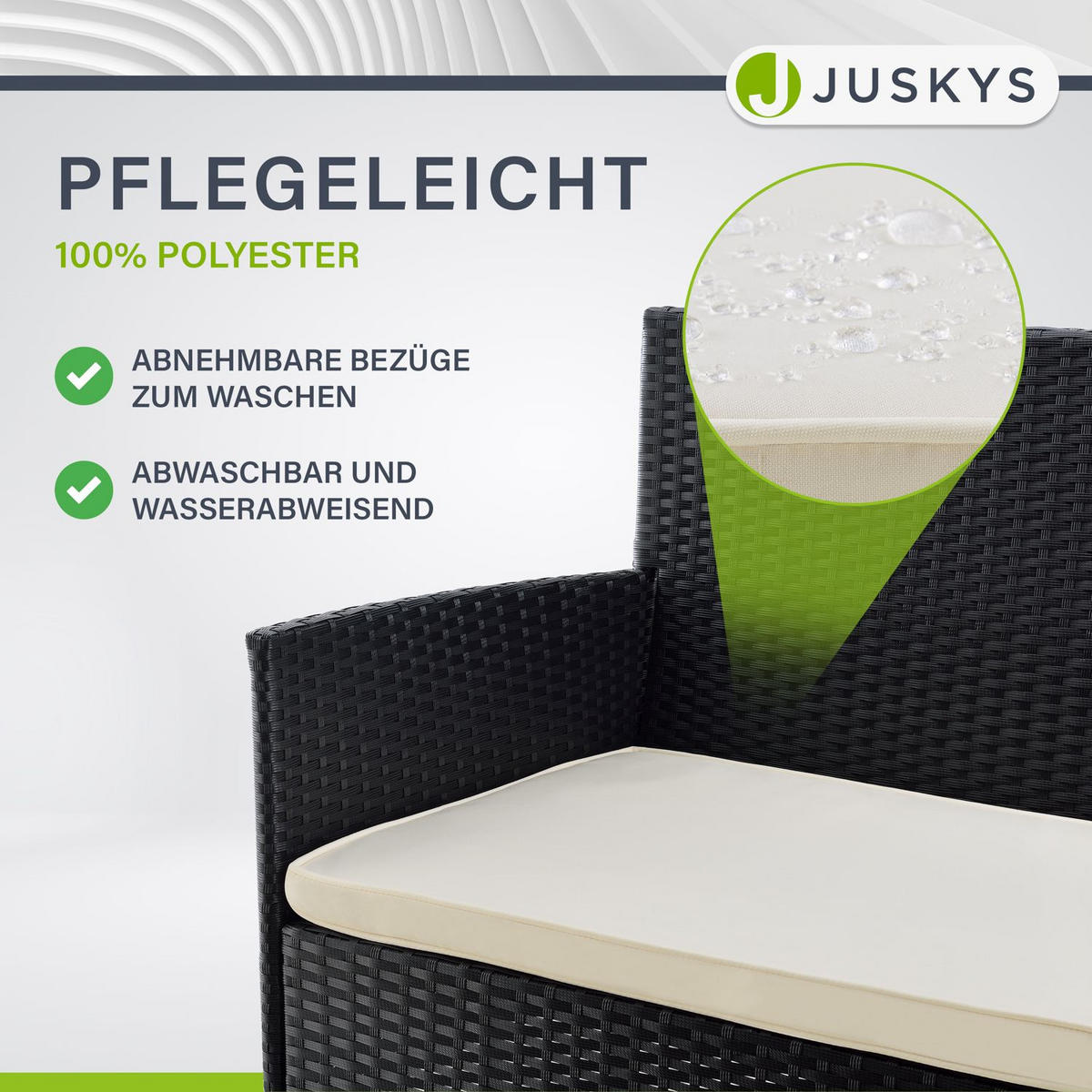 GARTENSET Fort Myers schwarz / cremeweiß - Creme/Schwarz, Kunststoff/Metall - Juskys