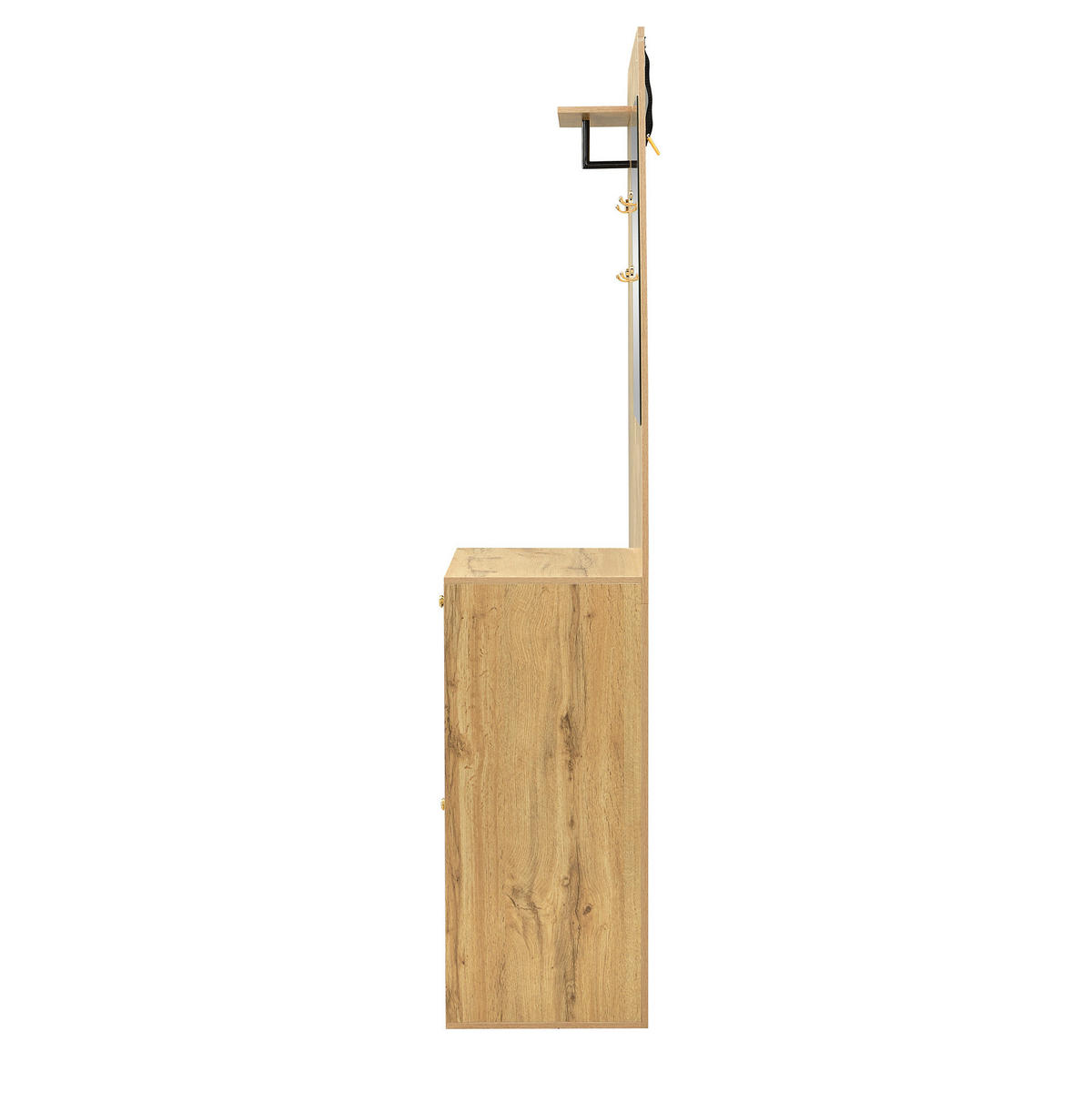 GARDEROBENSET 110/37/185,5 cm aus MDF mit Spiegel und gepolsterter Sitzfläche Schwarz/Naturfarben - Schwarz, Holzwerkstoff (110/185.5/37cm) - Modenvie