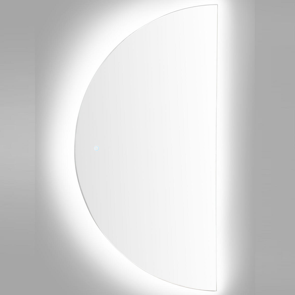 BADSPIEGEL mit LED-Beleuchtung halbrund 60/120 cm Loue - Silberfarben, Glas (60/120/4cm) - Beliani