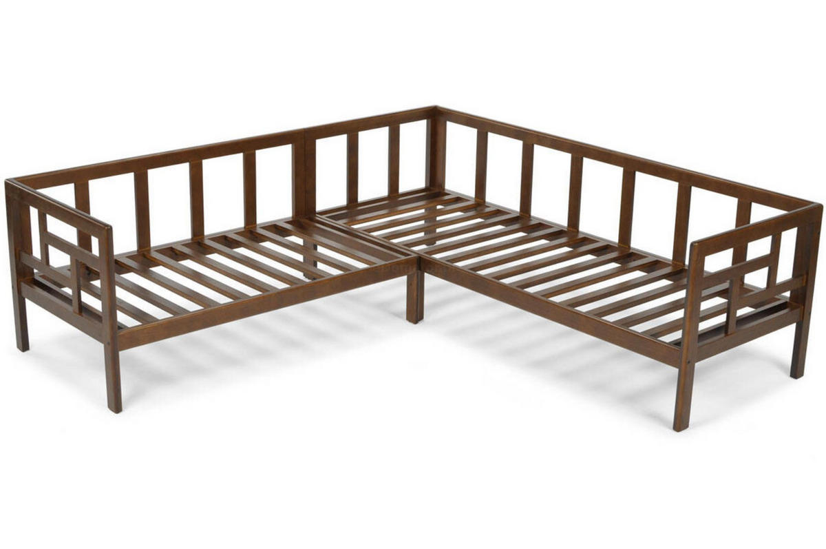 GARTENECKE Eden Graphit, mit Braun Gestell - Graphitfarben/Braun, Holzwerkstoff (202/72/209cm) - Bettso