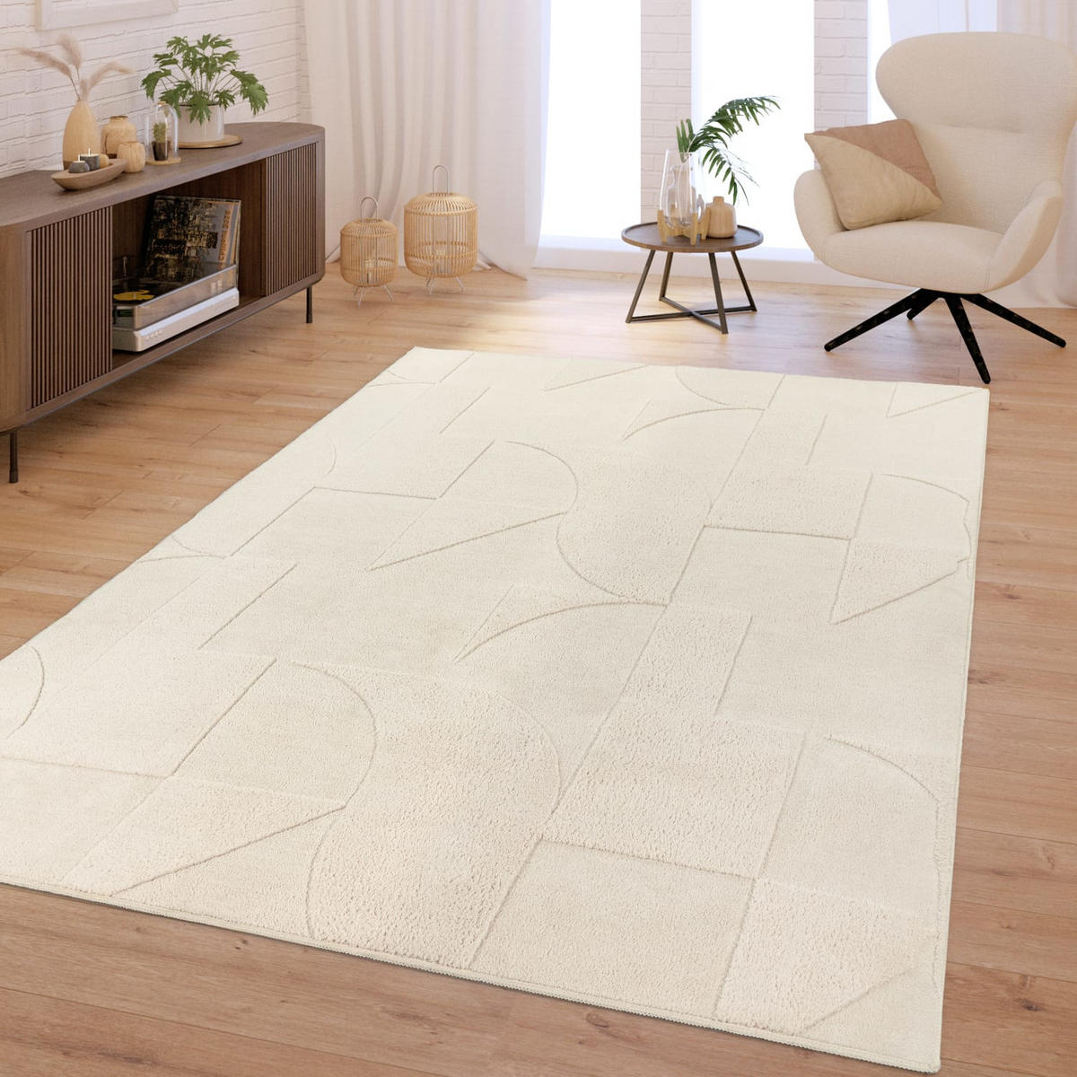HOCHFLORTEPPICH Creme 120 x 160 cm - Creme, Kunststoff (120/160cm) - TT Home