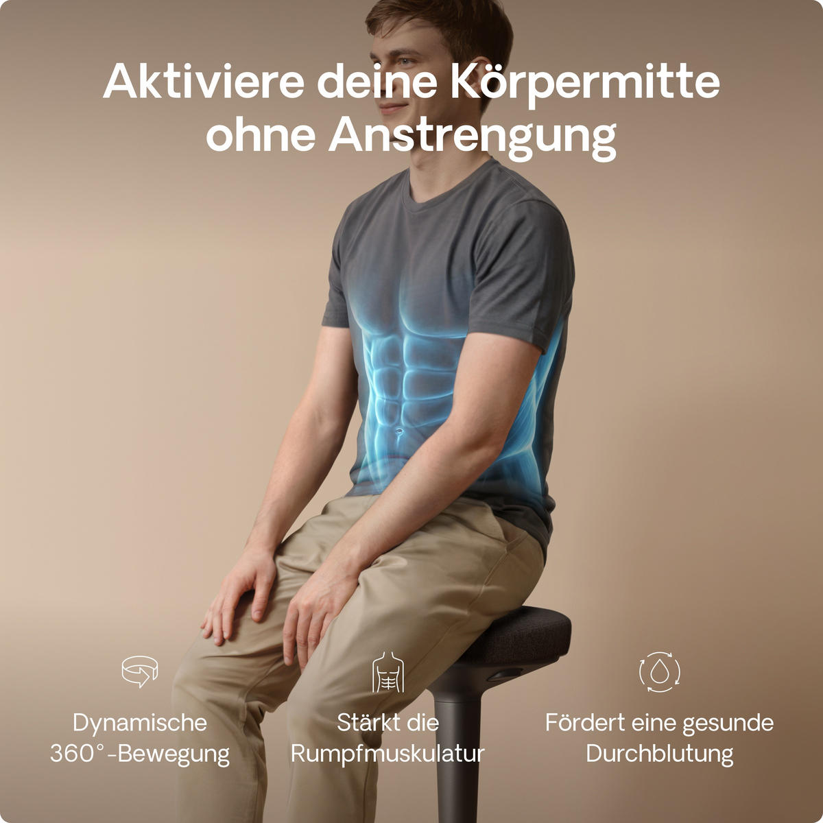 ERGONOMISCHER Balancehocker, Schwarz - Schwarz, Kunststoff (37/58/37cm) - Desktronic