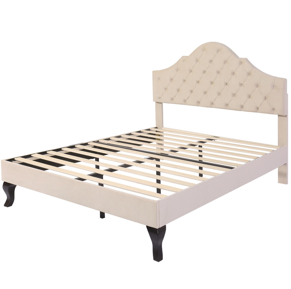 POLSTERBETT 140/190 cm mit höhenverstellbarem Kopfteil, Lattenrost und Samtbezug, Off-White - Weiß, Textil (140/190cm) - Redom