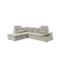 ECKSOFA mit Schlaffunktion, verstellbare Armlehne und Kopfstützen - Chromfarben/Beige, Textil (260/219cm) - ed exciting design