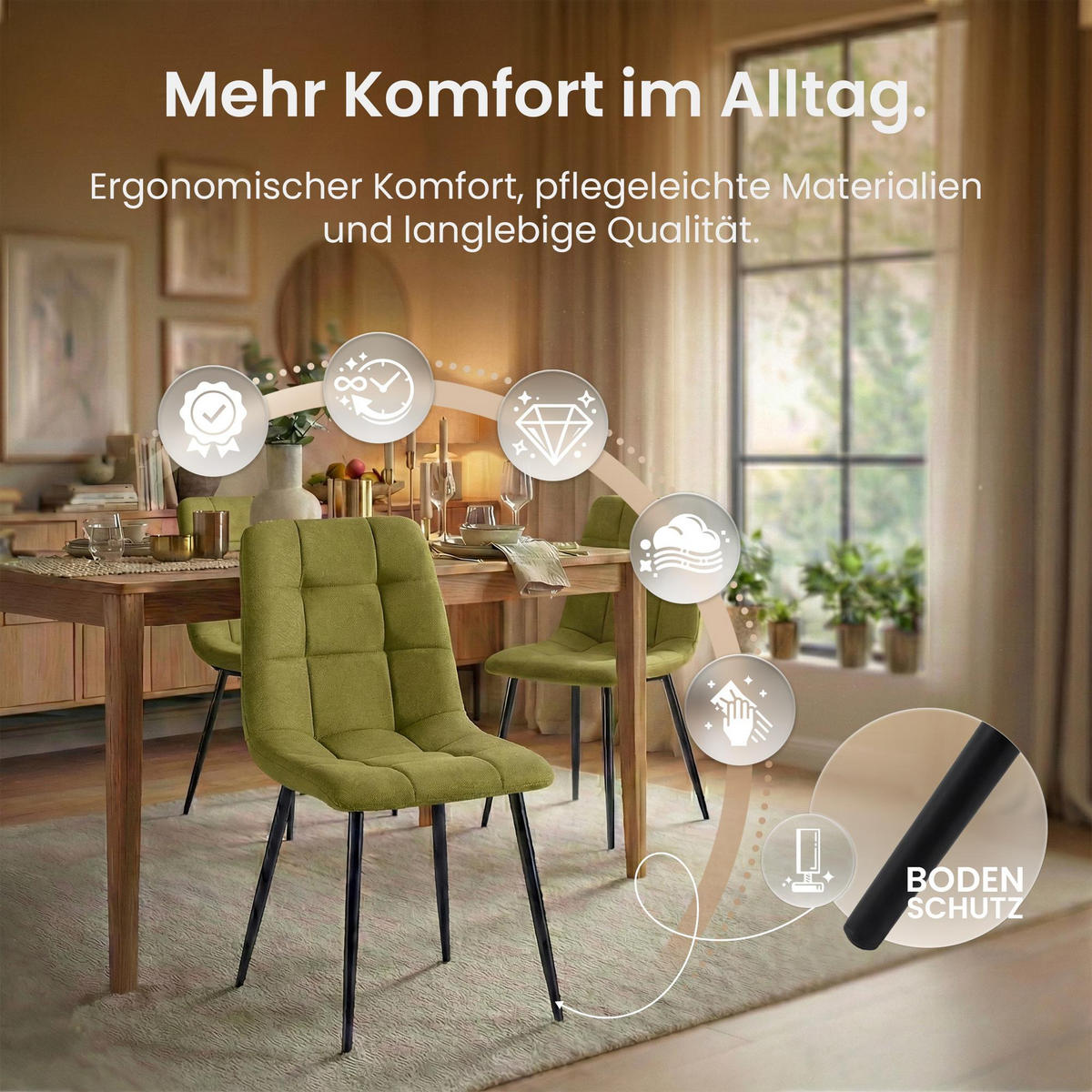 STUHL Stoff Grün - Schwarz/Grün, Textil/Metall (45/84/55cm) - CLP