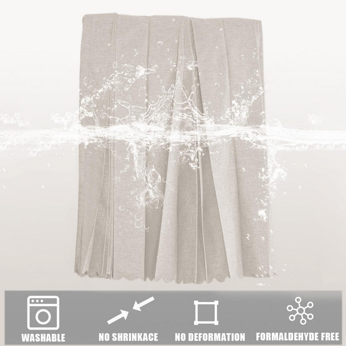 DUSCHVORHANG Leinenoptik Beige 100/200 cm Magnetisch Waschbar Wasserfest - Beige, Textil (100/200cm)
