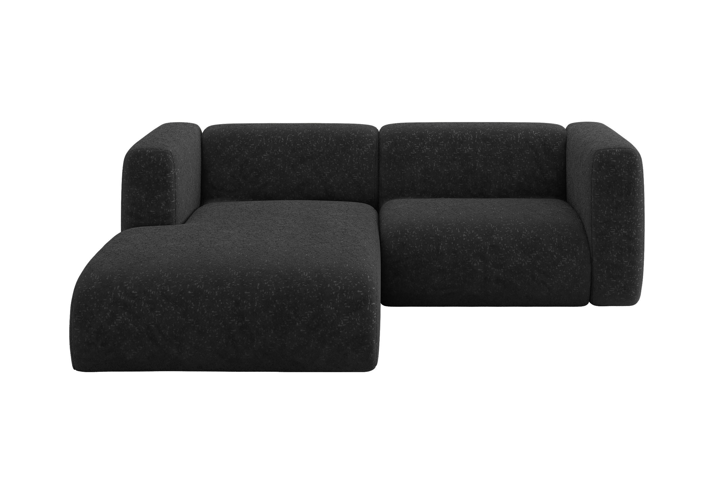 ECKSOFA Ottomane Links MIRA-L1 227x179x89 Schwarz Velours - Schwarz, Holzwerkstoff/Kunststoff (227/179cm) - ALTDECOR