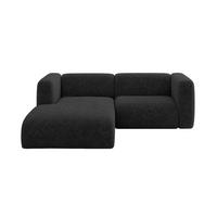 ECKSOFA Ottomane Links MIRA-L1 227x179x89 Schwarz Velours - Schwarz, Holzwerkstoff/Kunststoff (227/179cm) - ALTDECOR