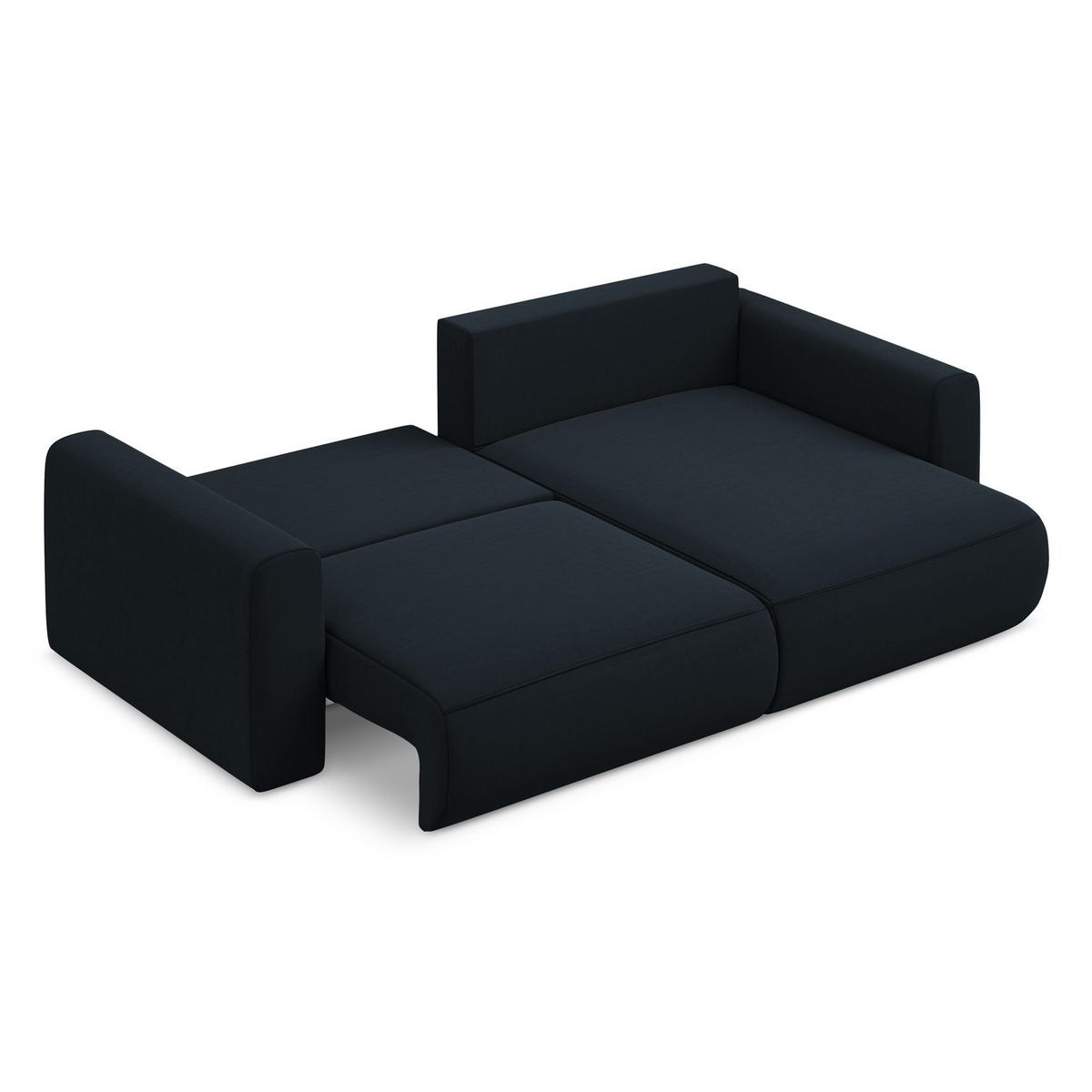 ECKSOFA mit Schlaffunktion Samt Stoff Blau - Blau/Schwarz, Kunststoff/Textil (240/149cm) - LaMiaSofa